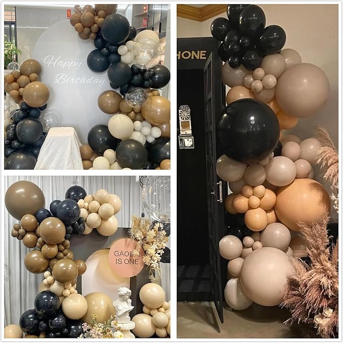 412Pcs Brown Black Nude Balloon Garland Arch Kit, 18 12 10 5 inch Different Size Latex Balloons for Boy First Rodeo Wild West Country Birthday Farm Fiesta Party Decorations