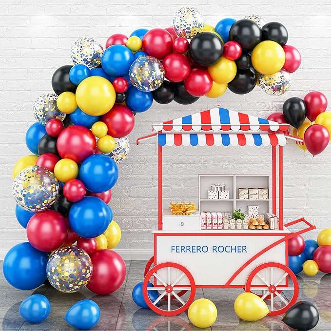Balloon Arch Garland Kit, 101PCS Blue Red Black Balloons Arch Balloon Garland Kit With Confetti Party Balloons For Birthday Decoration Wedding Baby Shower Decoration Party Supplies