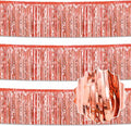 3 Pack 10 Ft Rose Gold Foil Fringe Garland Metallic Streamers Tinsel Banner Wall Hanging Garland Backdrop for Parade Floats, Graduation, Mother's Day, Carnival, Birthday, Wedding Party Decorations