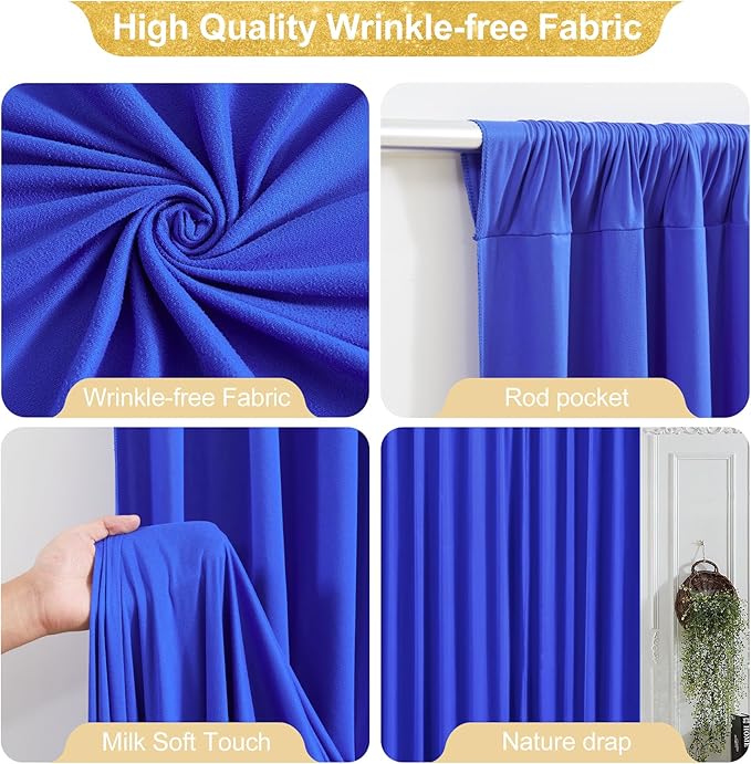 16x10FT Royal Blue Backdrop Curtains for Wedding Parties, Wrinkle Free Polyester Photography Backdrop Drapes for Wedding Baby Shower Birthday Parties Stage Background Stand Decorations 4x10ft,4 Panels