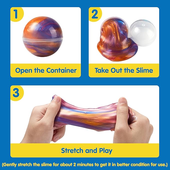 JOYIN Easter Slime Party Favors, 36 Pack Galaxy Slime Ball- Stretchy, Non-Sticky, Mess-Free, Stress Relief, and Safe - Toys for Girls and Boys - Classroom Reward, Party Supplies, Valentines