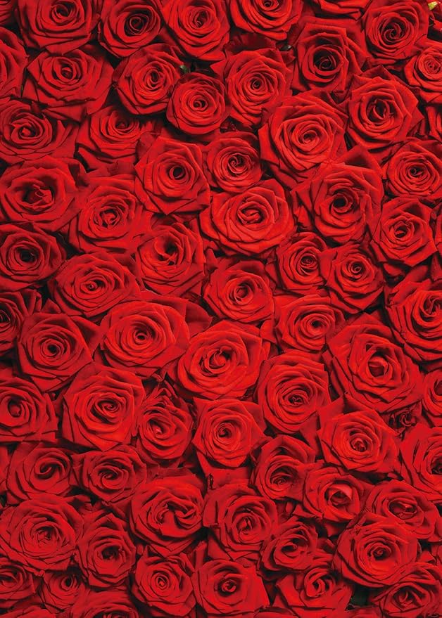 RUINI Red Rose Floral Wedding Photography Backdrop Rose Wall Valentines Day Wedding Bridal Shower Party Decorations Banner 8x10FT
