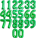 [20 Pcs] 16" Green Foil Number Balloons (2 sets of 0-9) - Mylar Aluminum Hanging Decorations for Graduation, Birthday, Christmas & New Year's Eve Parties