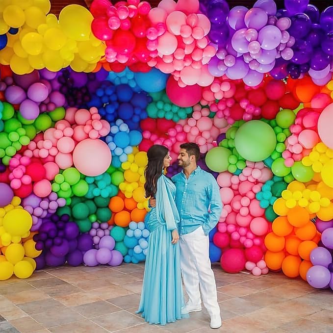 PartyWoo Assorted Colors Rainbow Balloons 50pcs 5 Inch Multicolor Colorful Primary Color Balloon for Graduation Baby Shower Unicorn Fiesta Flower Spring Rainbow Theme Birthday Party Decorations