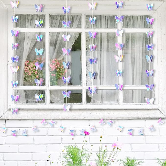 Zonon 4 Pieces 3D Butterfly Hanging Garlands Decoration Butterfly Paper Party Streamers Backdrop for Wedding Birthday Fairly Baby Shower Holiday Party Decorations (2.8 x 2.4 Inches)