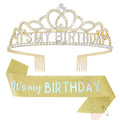 CAVETEE Birthday Crowns for Women - Its My Birthday Sash and Crown Set for Adult Women - Party Decorations and Gifts
