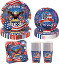 Probsin 250th Anniversary Plates and Napkins Set for 24-Disposable Paper Plates, Napkins, Cups, 250 Years of Freedom 1776-2026 American Eagle Patriotic Party Supplies for Outdoor Picnic