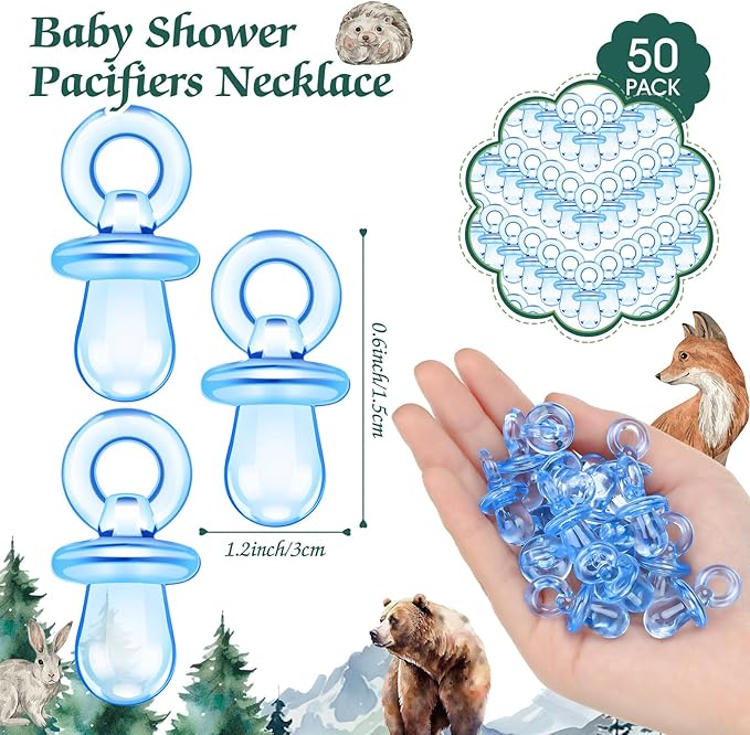 Thyle 51 Pcs Let The Adventure Begin Pacifier Hunt Baby Shower Games Include Hunt Sign and 50 Acrylic Pacifiers for Adventure Awaits Baby Shower Game Decoration Gift Sets Gender Reveal Party Decor