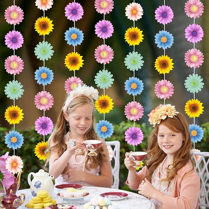 Capoda 8 Packs Spring Party Decorations Sun Flowers Banners for Classroom Colorful Sunflower Garland Decor for Women Flower Themed Birthday Party Spring Summer Decorations Classroom Supplies
