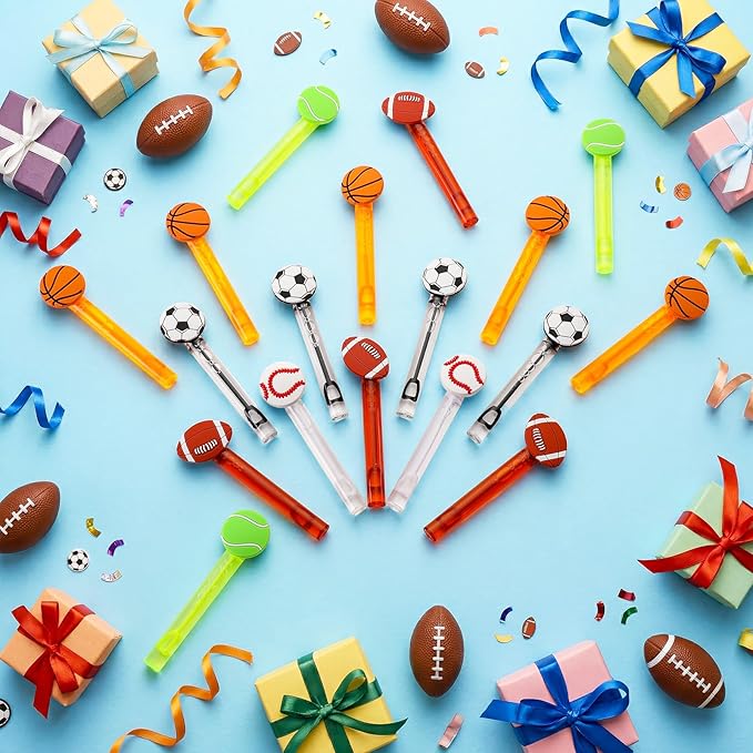 Jenaai 24 Pcs Sports Themed Bubble Wands Balls Shaped Bubble Wand Party Favors for Outdoor Summer Activity Cartoon Birthday Gifts Carnival Goody Bag Stuffers Wedding Supplies