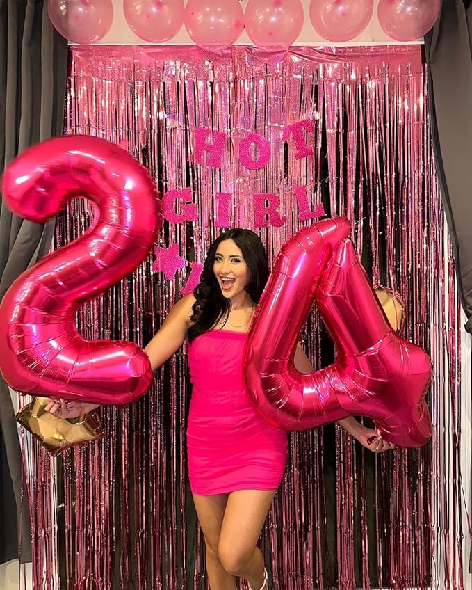 Hot Pink Number 4 Balloon 40 Inch, 4th Birthday Party Decorations for Children, Giant 4 Foil Balloon for Party Supplies