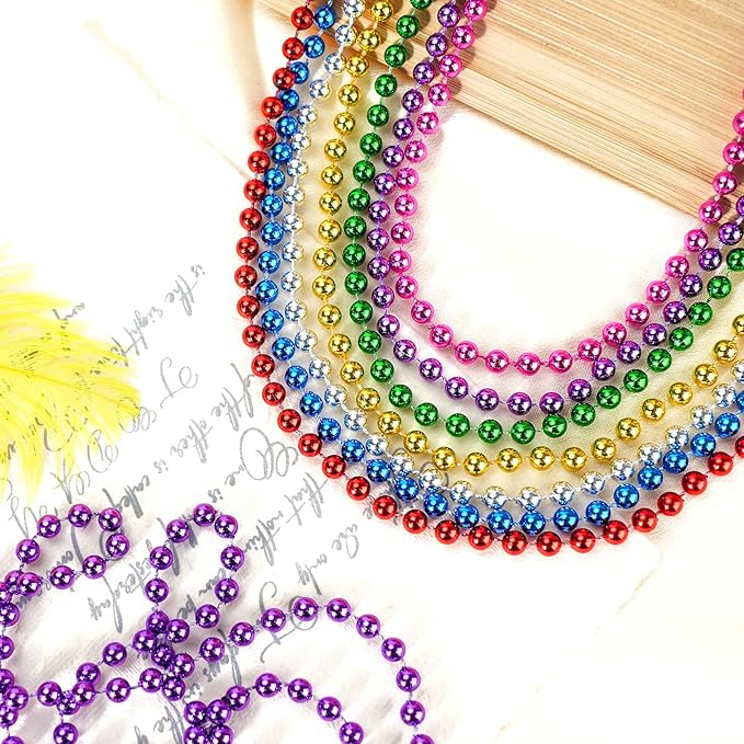 50 PCS Blue Bead Necklace, Blue Mardi Gras Beads Christmas Necklaces, 33" 4th of July Patriotic Beads Necklaces, Parade Throw Accessories for Independence Day Mardi Gras Hanukkah Pirate Theme Party