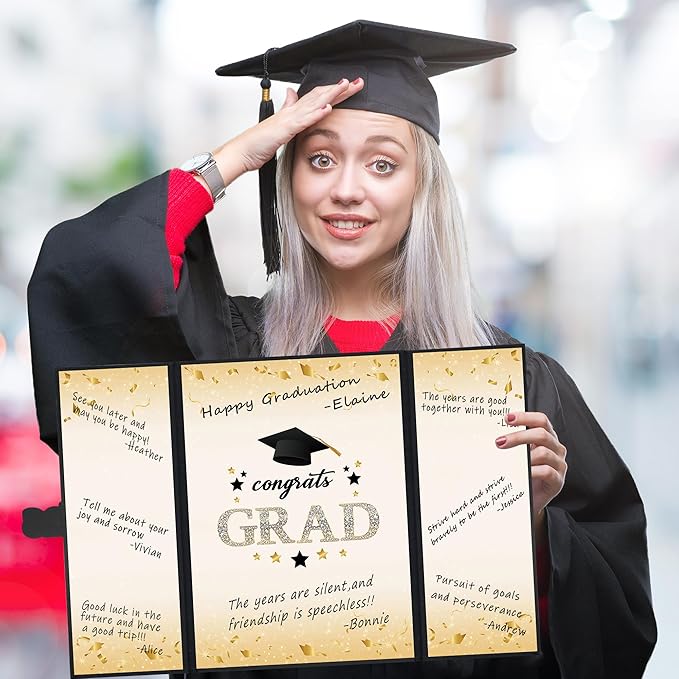 Vlipoeasn 2PCS Graduation Guest Book Alternative, Black Gold Class of 2026 Graduation Party Decorations, Graduation Signature Book for 2026 College High School, Unique Graduation Gifts for Friends