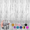 4 Pack Silver Foil Fringe Curtains Door Streamers Party Decorations 3.3 x 8.2 ft, Tinsel Curtain Fringe Backdrop for Parties, Door Fringe Birthday Streamers, Photo Booth Backdrops, Party Decor