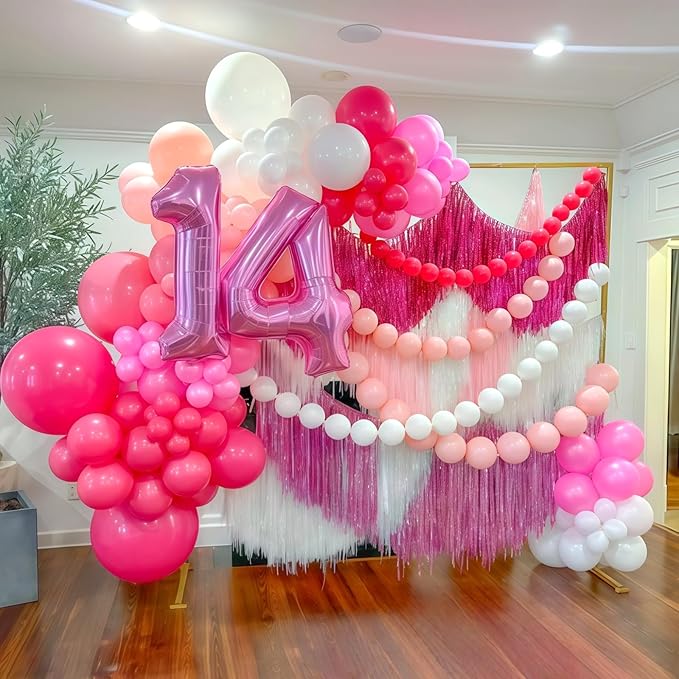 Pastel Pink Linking Balloons, 60PCS 6 Inch Small Baby Pink Link Balloons for Making Balloon Wall Heart Arch, Quick Linked Balloon for Girls Wedding Birthday Baby Shower Valentine's Party Decorations
