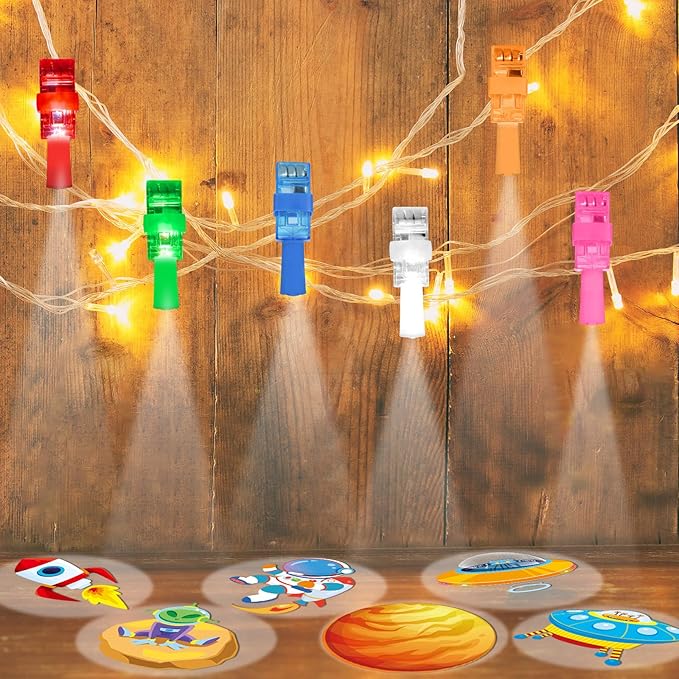 CHUNNIN 36 PCS Outer Space Party Favors Planet LED Light Up Finger Lights，Glow in the Dark Spacecraft Astronaut Party Bulk for Christmas Goodie Treat Bags Stuffers Galaxy Theme Birthday Supplies