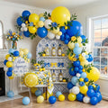 Royal Blue Yellow White Balloon Garland Arch Kit 136 Pcs with Lemon Foil Balloons for amalfi last toast on the coast Bachelorette Bridal Shower Decorations Main Squeeze Lemonade Theme Party Supplies