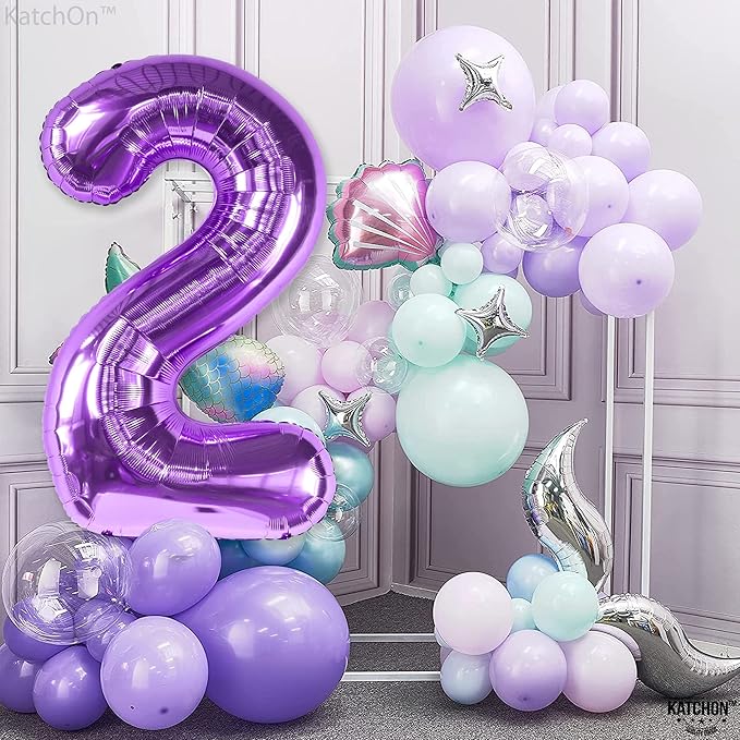 KatchOn, Purple Number 2 Balloon - Giant, 40 Inch | Two The Moon Birthday Girl | Purple 2nd Birthday Decorations for Girl | 2 Number Balloon | 2th Happy Anniversary Decorations