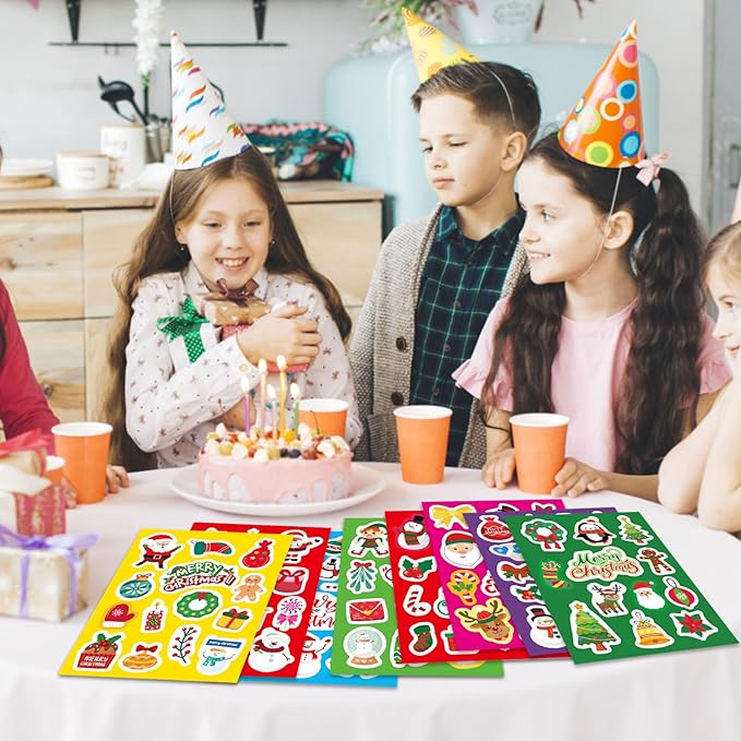 Christmas Stickers for Kids, Merry Christmas Theme Stickers Non-Repeating, Xmas Winter Holiday Party Favor, Stocking Stuffer for Kids, Xmas Gifts Decorations