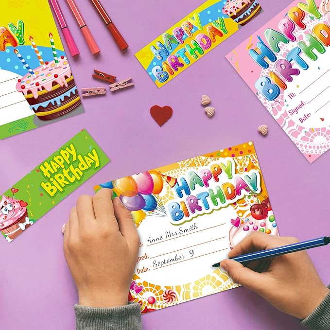 Outus Birthday Certificates Awards Card for Kids Birthday Bookmarks Cutouts Greeting Cards Classroom Decorations for Back to School Party Supplies