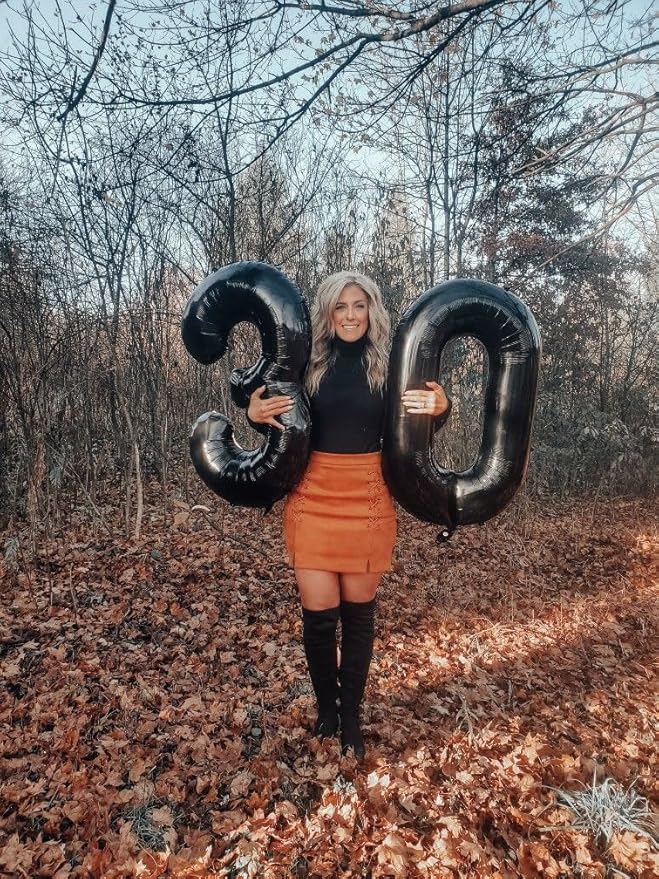 30 Balloon Number, Black Number 30th Birthday Balloons 40 Inch, 30 Years Old Black Birthday Decorations for Men Women, 30th Anniversary Decorations