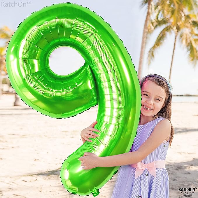 KatchOn, Giant Light Green Number 9 Balloon - 40 Inch | Foil 9 Birthday Balloon for 9th Birthday Decorations | 9th Anniversary Decoration | Green Party Decoration