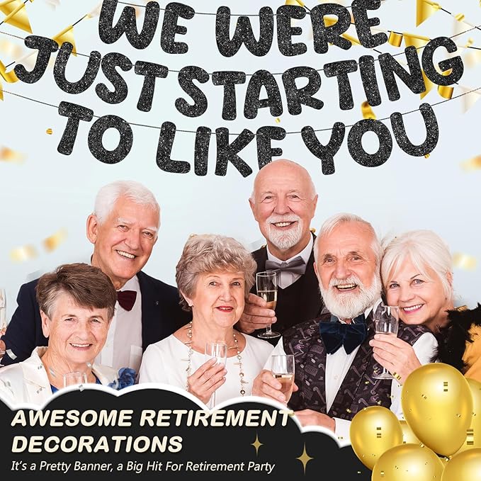 Fulmoon We Were Just Starting to Like You Banner Going Away Party Retirement Sign Farewell Decorations Good Luck Goodbye Moving Graduation Party Supplies and Gifts(Black)