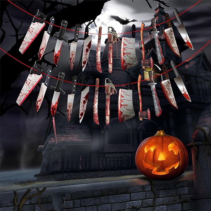 Halloween Blood Weapon Garland 36 Pcs Garland, Halloween Decorations Blood Body Parts for Scary Haunted House Party Supplies