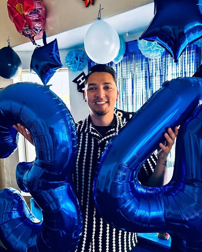 Night Blue Number 0 Balloon 40 Inch, 0 Balloon Number for 10th 20th 30th 40th 50th 60th Birthday Decorations, Night Blue Party Supplies