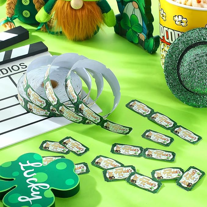 Cholemy 1000 Pcs St. Patrick's Day Party Favors Shamrocks Raffle Tickets Roll Green Numbered Door Drinks Game Ticket for Irish Saint Patty's Day Carnival Party Decorations Supplies(st. Patrick's Day)