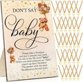 Wesiti 51 Pcs Cool Baby Shower Game Wooden Sign Gift Sets 50 Baby Shower Pacifiers Necklace Acrylic Pacifier for Gender Reveal Party Favor(Bear,Brown)