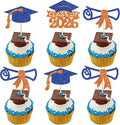 Gyufise 24Pcs Class of 2026 Graduation Cupcake Toppers Glitter Diploma 2026 Graduation Cap Cupcake Picks for 2026 Theme Party Cake Decorations Supplies Orange Blue
