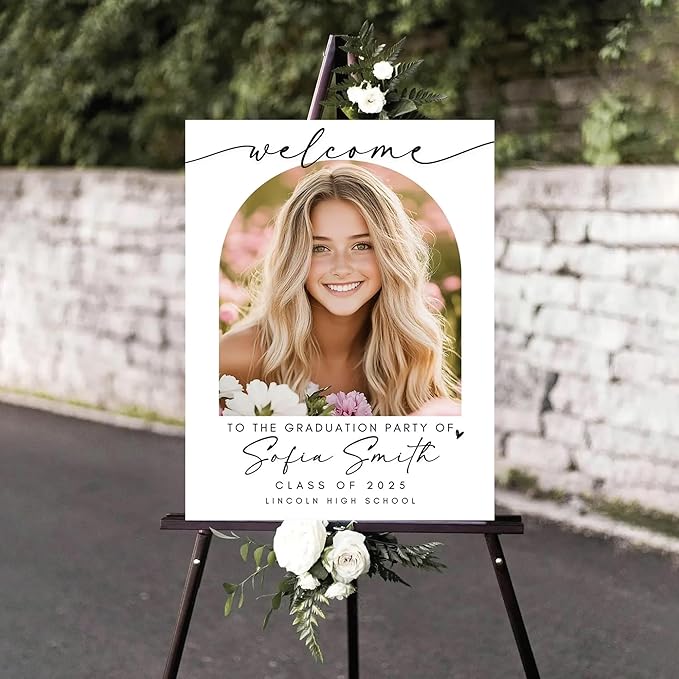 Graduation Party Welcome Sign Template, Photo Graduation Welcome Poster, Modern Minimalist Graduation Welcome Sign, Grad Sign With Picture