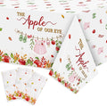 K1tpde Apple Baby Shower Tablecloth - 3PCS The Apple of Our Eye with Watercolor Flower Plastic Tablecloth, Disposable Sweet Baby Tablecover, Spring Floral Party Supplies for Birthday Decorations