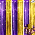 jijAcraft 3 Pack Purple Gold Tinsel Foil Fringe Curtain,Graduation Party Photo Backdrop, Metallic Foil Purple Gold Streamers for Graduation Decor Party Milestone Birthday Theme New Year’s Eve Party