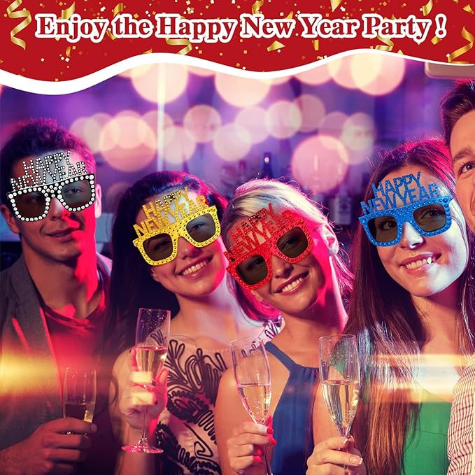 Shappy 6 Pcs 2026 Happy New Year Eyeglasses, Happy New Year Party Favors Sunglasses, Eve Glasses for Women and Men