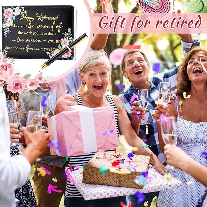 Ctosree Retirement Guest Book with Signature Pen Retirement Party Gift Supplies for Women Men Office Colleague Advice and Wishes Decorations(Floral)
