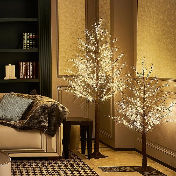 LITBLOOM Lighted Brown Tree Plug in 430 LED Fairy Lights 4FT, Twig Tree with Lights for Indoor Outdoor Home Room Christmas Decoration