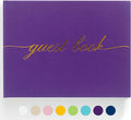 Elegant Wedding Guest Book - Perfect for Wedding Receptions, Baby Showers, Birthdays and Special Events - Polaroid Guest Book with 110 Lined Pages for Sign-in and Photos -Hardcover (Purple)