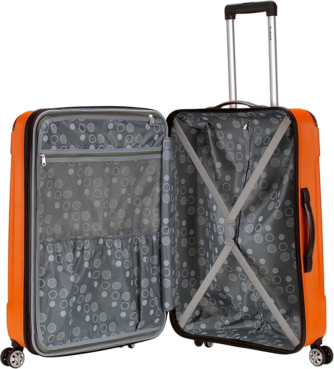 Rockland London Hardside Expandable Spinner Wheel Luggage, Checked Large 28", Orange