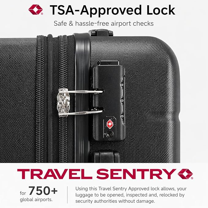YOETEY Luggage Sets 3 Piece, Expandable Hardshell Suitcase with TSA Lock & Silent Spinner Wheels, Lightweight Hardside Travel Suitcase Set for International Trips (20/24/28 in, Black)