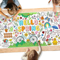 Gatherfun Hello Spring Giant Coloring Poster for Classroom - 31.5x72 Versatile Spring Activity Poster/Table Cover for School Parties,Birthday & Special Events Decoration