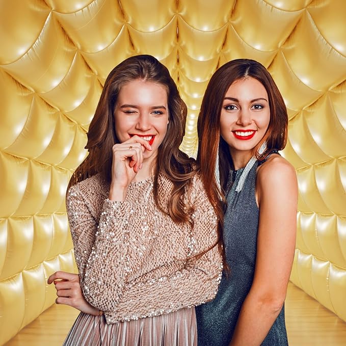 75PCS Mylar Gold Square Foil Balloons Wall Tunnel Backdrop Double Sided with Gold Balloons Arch Garland Kit for Birthday Graduation Anniversary Party Decorations