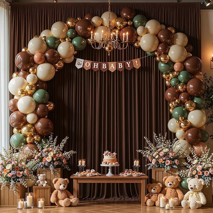 Dark Brown Backdrop Curtains-Wrinkle-Free Polyester Photography Drapes Party Curtain Background for Baby Shower Wedding Decorations- 32 X10FT