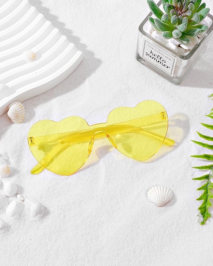 20 Pairs Heart Shaped Sunglasses Bulk, Colorful Rimless Fun Heart Sunglasses for Women Party Favors