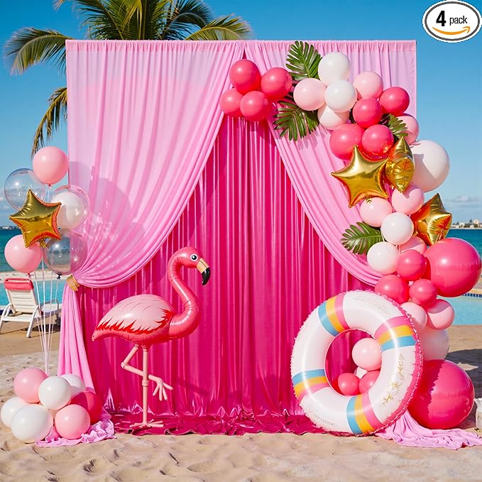 20x10 Wrinkle Free Hot Pink Sequin Backdrop Curtain for Parties-Thick Not Fall-Off Glitter Fuchsia Backdrop Drapes-4 Panels 5x10ft Shimmer Photo Back Drop Cloth for Wedding Birthday Photography