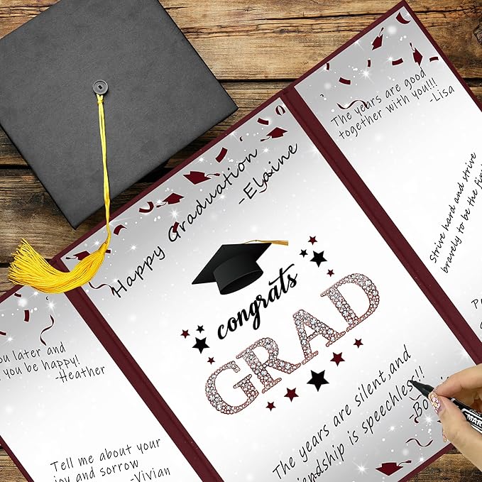 Vlipoeasn 2026 Graduation Guest Book Alternative, Maroon Class of 2026 Graduation Party Decorations, Graduation Signature Book for 2026 College High School, Unique Graduation Gifts for Friends