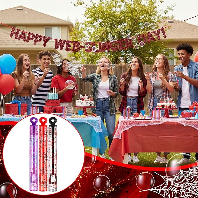 32 Pcs Spider Web Bubble Wands Spider Bubble Wand Cartoon Party Favors for Adult Summer Activity Birthday Party Goodie Bag Stuffers Gifts Wedding Supplies