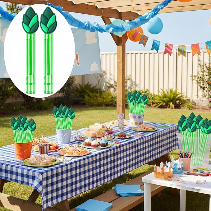 Jenaai 24 Pcs Asparagus Bubble Wands Vegetable Themed Bubble Wand Party Favors for Summer Activity Cartoon Birthday Gifts Carnival Goody Bag Stuffers Wedding Supplies