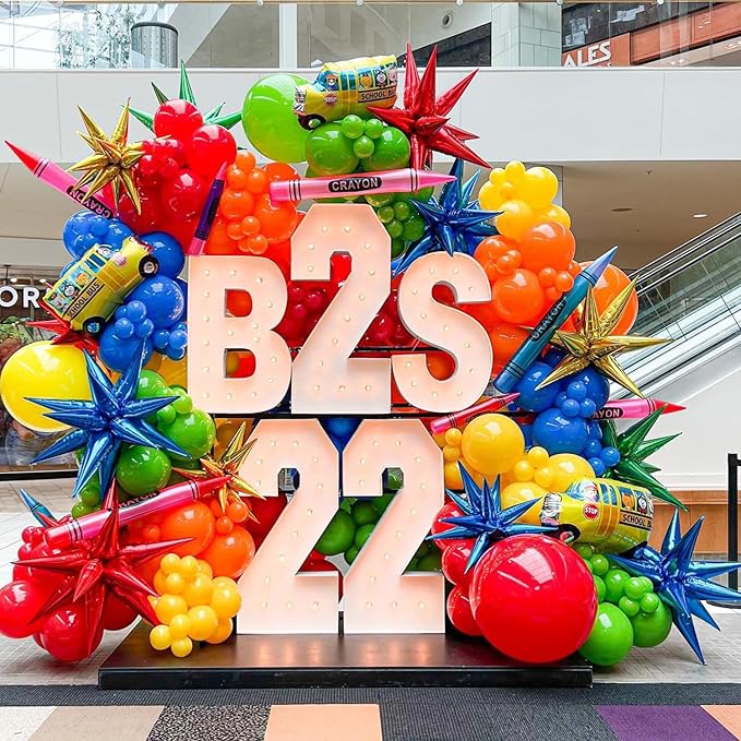 Back to School Balloon Arch Garland Kit,152Pcs Rainbow Balloons with Pencil Apple Schoolbag ABC Foil Balloons for First Day of School Kindergarten Graduation Back To School Classroom Party Decorations